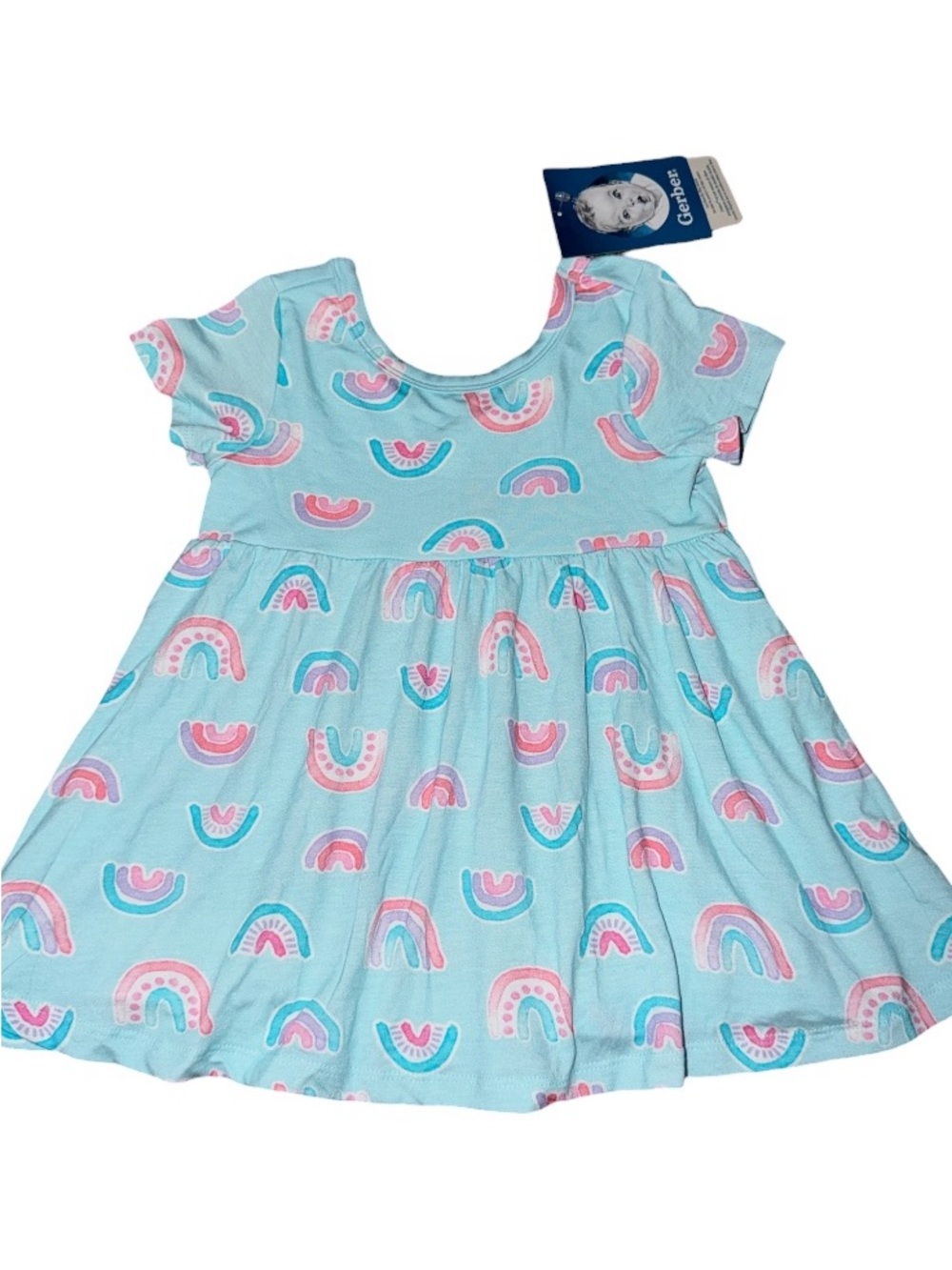 Gerber Light Blue Rainbow Print Baby Dress